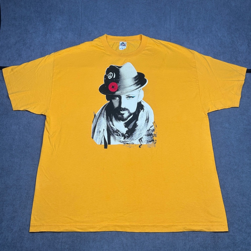 Alstyle Boy George Y2k Graphic T-Shirt Yellow 2XL Short Sleeve Crewneck